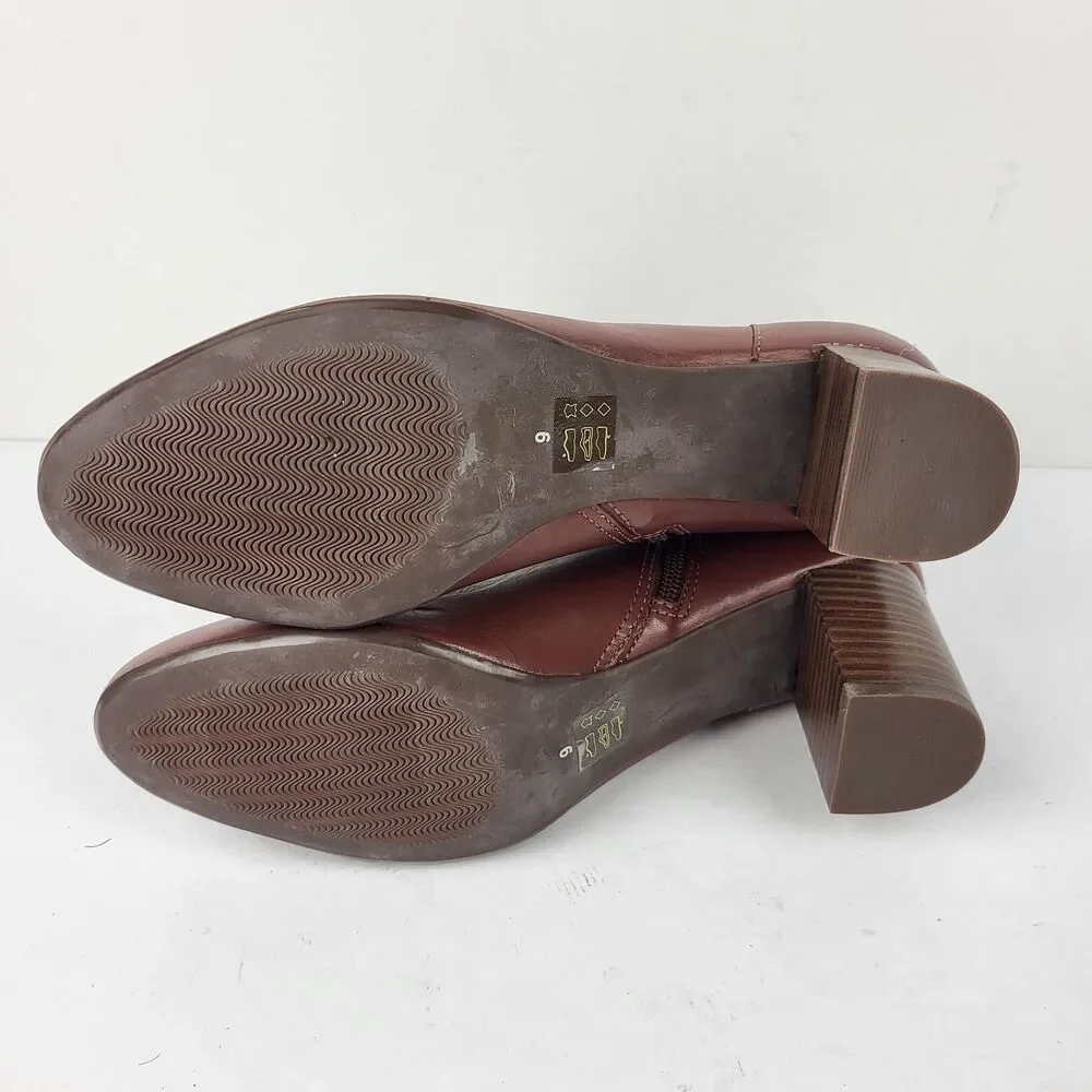 Marc Joseph New York Charles St Leather Ankle Bootie Reddish Brown Size 9